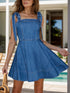 'Ismene' Sleeveless Tie-Shoulder Denim Mini Dress - Celes Fashion